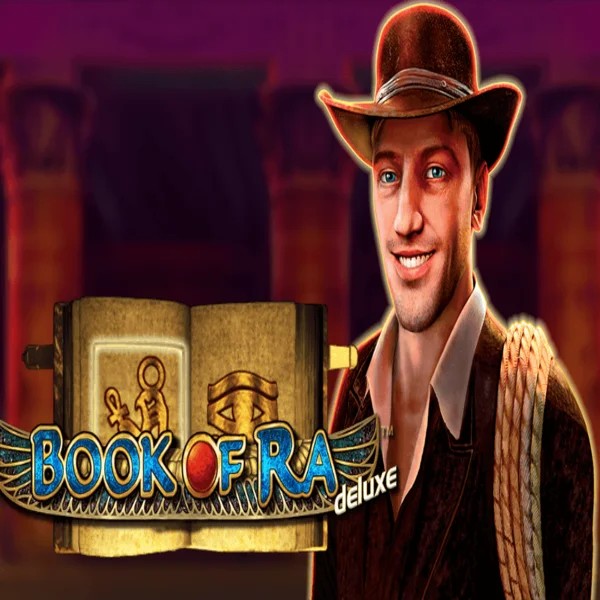 Book of Ra Deluxe online game logo by Novomatic on ggbett.org